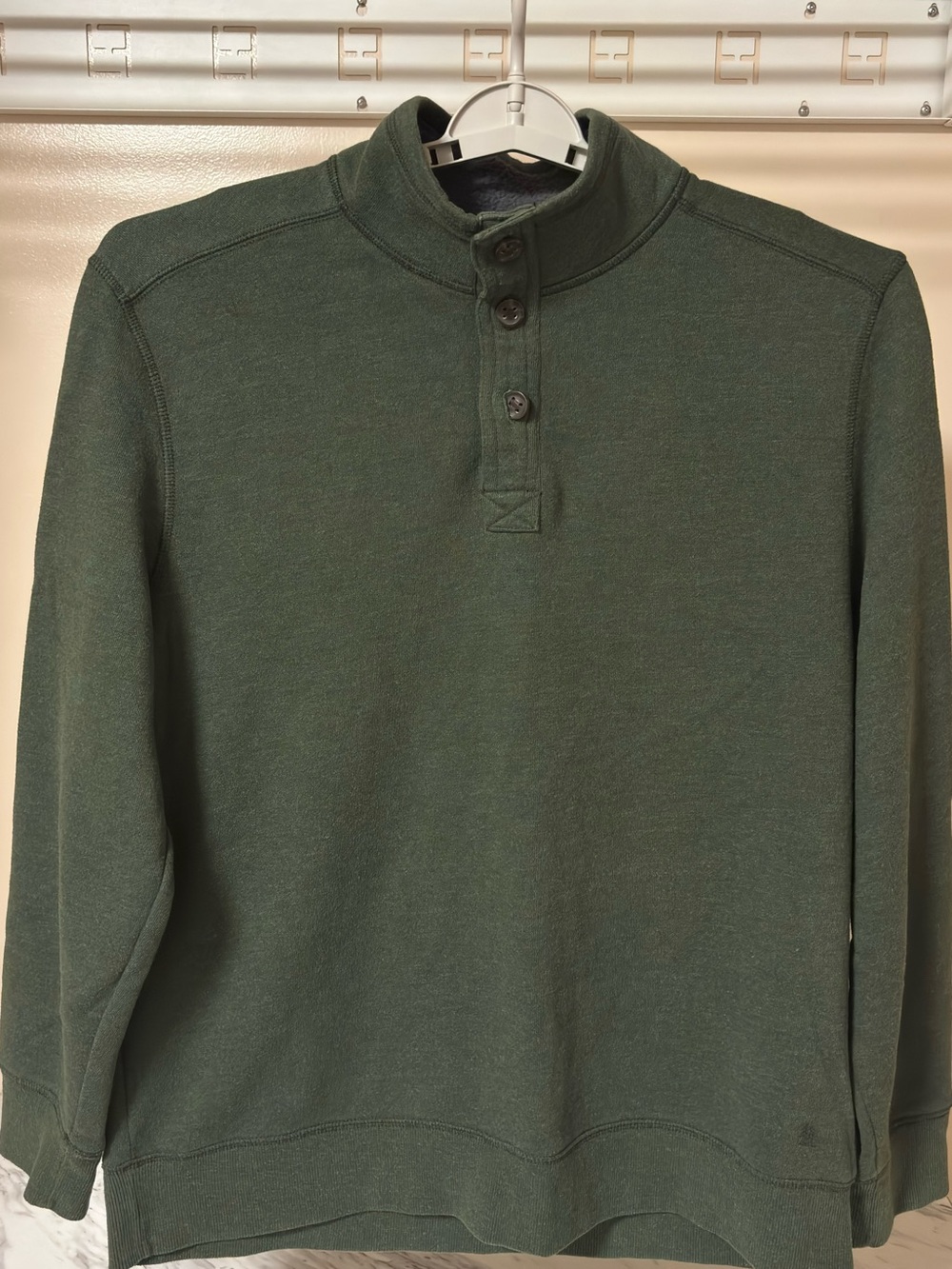 G.H. Bass & Co. Forest Green Three-Button Mock Neck Pullover
